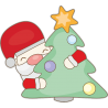 Санта Клаус выглядывающий из-за елки