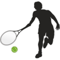 Теннисист с ракеткой и мячём