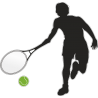 Теннисист с ракеткой и мячом