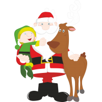 Дед Мороз с эльфом и оленем