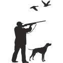 Охотник с ружьем и собакой